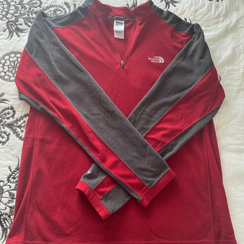 The North Face Men's Red and Gray Sweater, size large